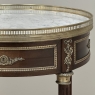 19th Century French Louis XVI Mahogany Marble Top Gueridon ~ Round End Table