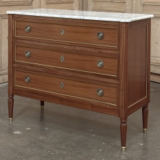 Antique French Louis XVI Mahogany Commode with Carrara Marble