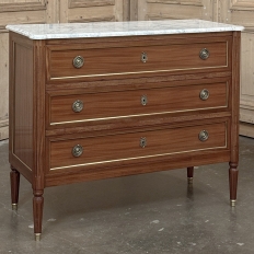 Antique French Louis XVI Mahogany Commode with Carrara Marble