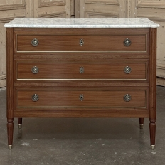 Antique French Louis XVI Mahogany Commode with Carrara Marble