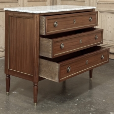 Antique French Louis XVI Mahogany Commode with Carrara Marble
