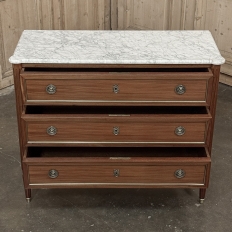 Antique French Louis XVI Mahogany Commode with Carrara Marble