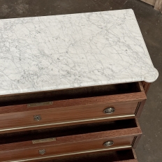 Antique French Louis XVI Mahogany Commode with Carrara Marble