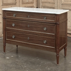 Antique French Louis XVI Mahogany Commode with Carrara Marble