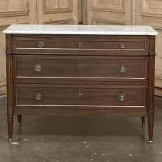 Antique French Louis XVI Mahogany Commode with Carrara Marble
