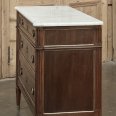 Antique French Louis XVI Mahogany Commode with Carrara Marble