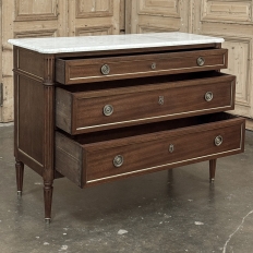 Antique French Louis XVI Mahogany Commode with Carrara Marble