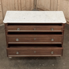Antique French Louis XVI Mahogany Commode with Carrara Marble
