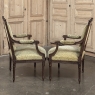 Pair of 19th Century French Louis XVI Walnut Armchairs ~ Fauteuils