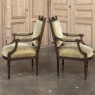 Pair of 19th Century French Louis XVI Walnut Armchairs ~ Fauteuils