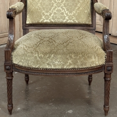 Pair of 19th Century French Louis XVI Walnut Armchairs ~ Fauteuils