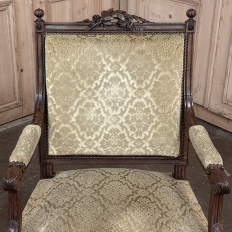 Pair of 19th Century French Louis XVI Walnut Armchairs ~ Fauteuils
