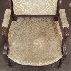 Pair of 19th Century French Louis XVI Walnut Armchairs ~ Fauteuils