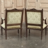 Pair of 19th Century French Louis XVI Walnut Armchairs ~ Fauteuils