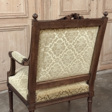 Pair of 19th Century French Louis XVI Walnut Armchairs ~ Fauteuils