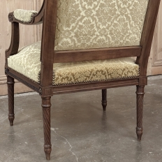 Pair of 19th Century French Louis XVI Walnut Armchairs ~ Fauteuils
