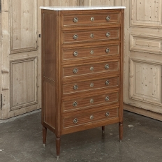 Antique French Louis XVI Mahogany Semainier Chest of 7 Drawers
