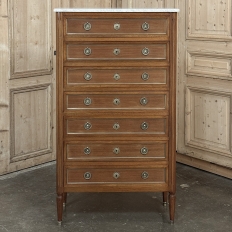 Antique French Louis XVI Mahogany Semainier Chest of 7 Drawers