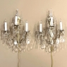 Pair of Vintage Solid Brass and Cut Crystal Wall Sconces