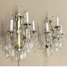 Pair of Vintage Solid Brass and Cut Crystal Wall Sconces