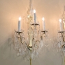 Pair of Vintage Solid Brass and Cut Crystal Wall Sconces