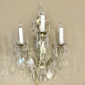 Pair of Vintage Solid Brass and Cut Crystal Wall Sconces