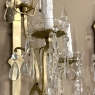 Pair of Vintage Solid Brass and Cut Crystal Wall Sconces