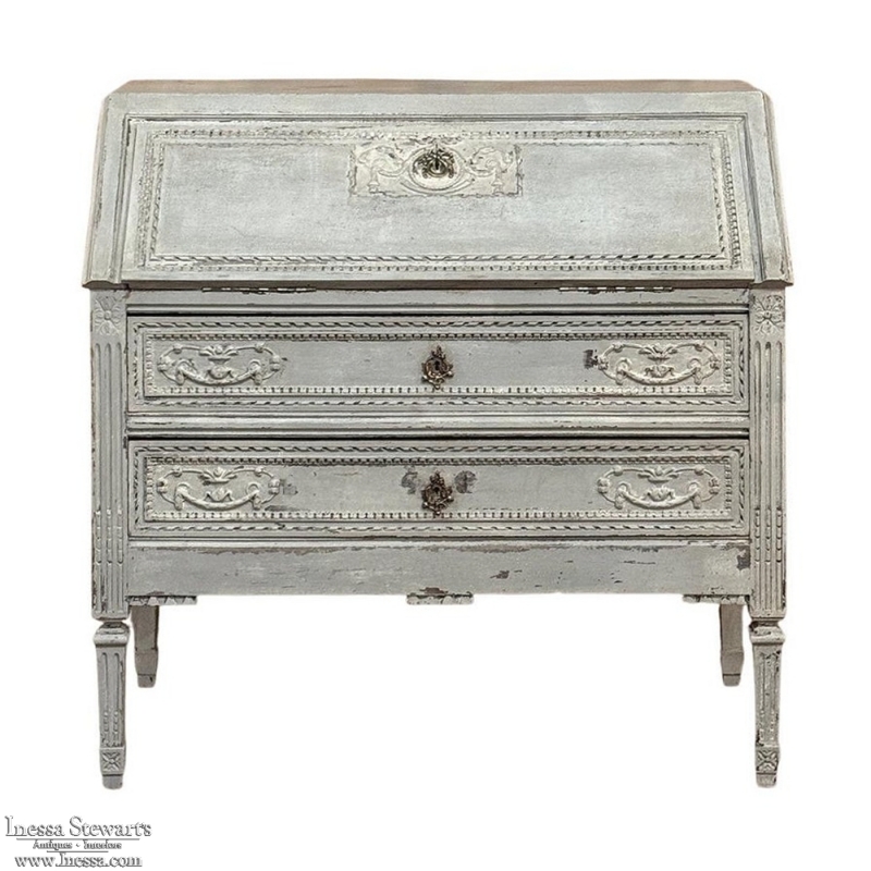 19th Century Country French Louis XVI Painted Secretaire