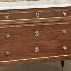 Antique French Louis XVI Mahogany Secretary ~ Commode with Carrara Marble