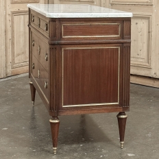Antique French Louis XVI Mahogany Secretary ~ Commode with Carrara Marble