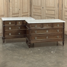 19th Century French Louis XVI Mahogany Commode with Carrara Marble