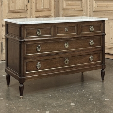 19th Century French Louis XVI Mahogany Commode with Carrara Marble