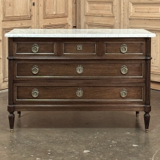 19th Century French Louis XVI Mahogany Commode with Carrara Marble
