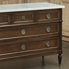 19th Century French Louis XVI Mahogany Commode with Carrara Marble