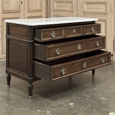 19th Century French Louis XVI Mahogany Commode with Carrara Marble