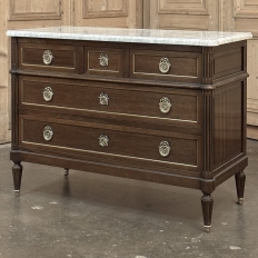 19th Century French Louis XVI Mahogany Commode with Carrara Marble