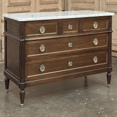 19th Century French Louis XVI Mahogany Commode with Carrara Marble