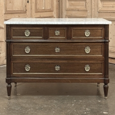 19th Century French Louis XVI Mahogany Commode with Carrara Marble
