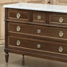 19th Century French Louis XVI Mahogany Commode with Carrara Marble