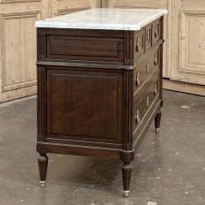 19th Century French Louis XVI Mahogany Commode with Carrara Marble