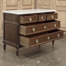 19th Century French Louis XVI Mahogany Commode with Carrara Marble