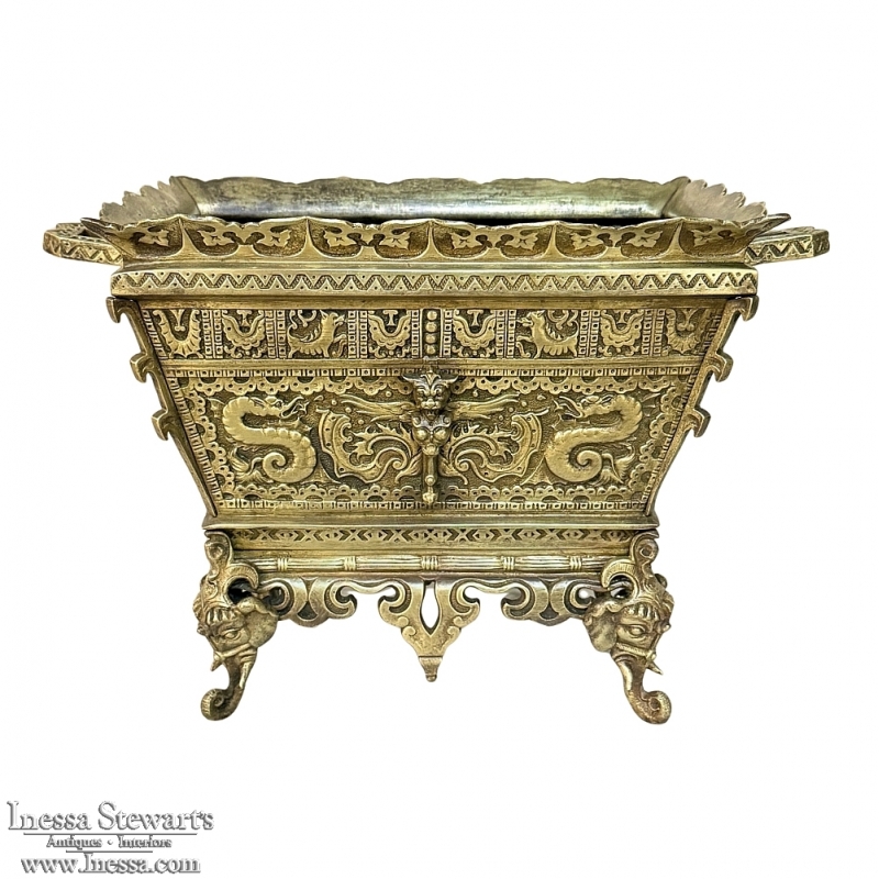 19th Century French Chinoiserie Bronze Jardiniere ~ Planter