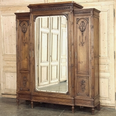 19th Century French Louis XVI Walnut Triple Armoire