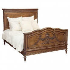 19th Century French Louis XVI Walnut Bed (full size)