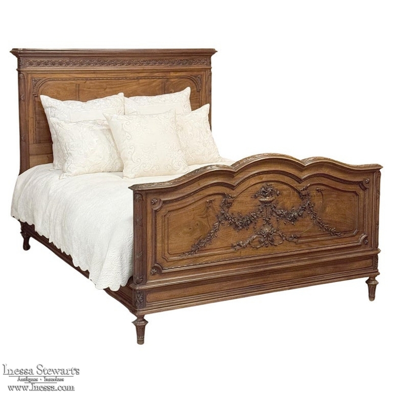19th Century French Louis XVI Walnut Bed (full size)