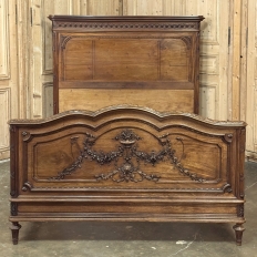 19th Century French Louis XVI Walnut Bed (full size)