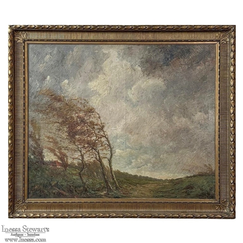 19th Century Framed Oil Painting on Canvas