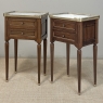 Pair French Louis XVI Marble Top End Tables