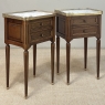 Pair French Louis XVI Marble Top End Tables