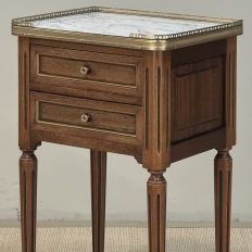 Pair French Louis XVI Marble Top End Tables
